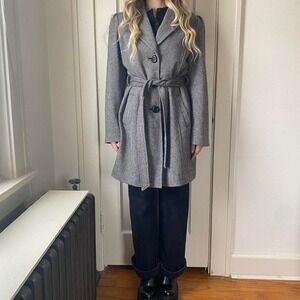 Vintage 90s y2k grey wool trench coat